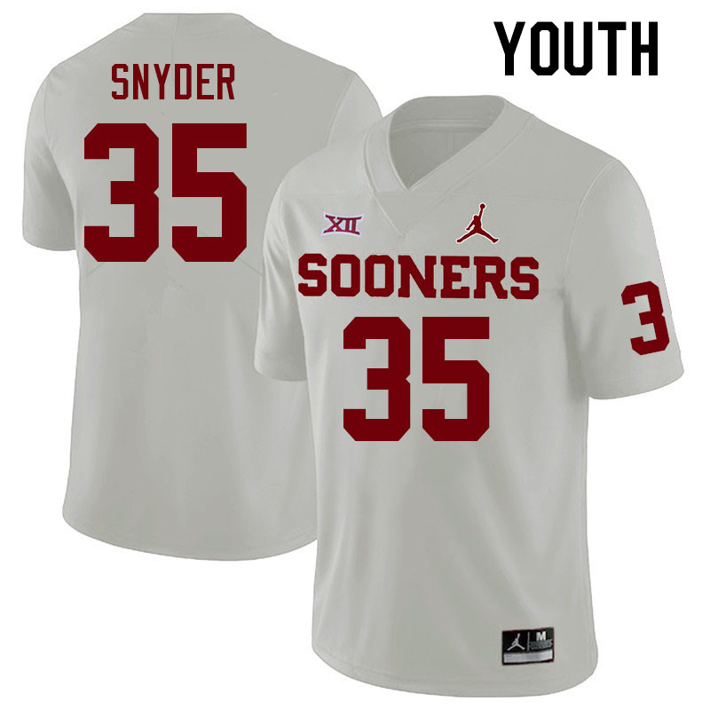 Youth #35 Jakeb Snyder Oklahoma Sooners College Football Jerseys Stitched Sale-White